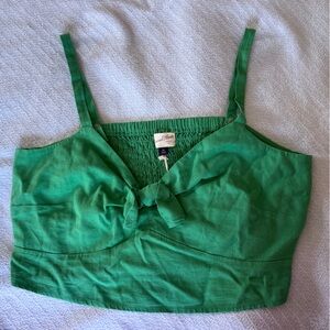 NWT Universal Threads Green Linen tie front tank top with stretch back